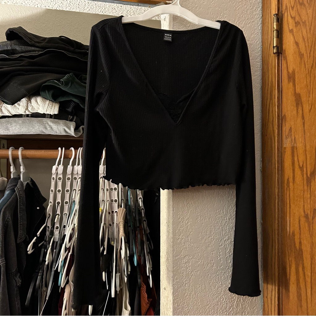 Black Lacy Long Sleeve Top